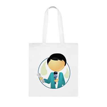 Imagem de Bolsa tote jornalista, bolsa jornalista, presente para jornalista, presente para jornalista, bolsa de ombro jornalista, bolsas reutilizáveis para jornalista, ideia de de Natal, Branco