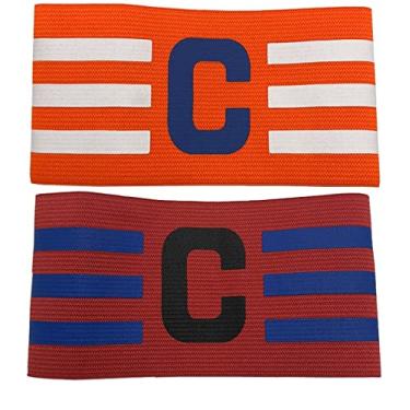 Imagem de Faixa de Capitão Braçadeira de Futebol Pack 2 Unidades Várias Cores Pronta Entrega (Laranja e Bordô)