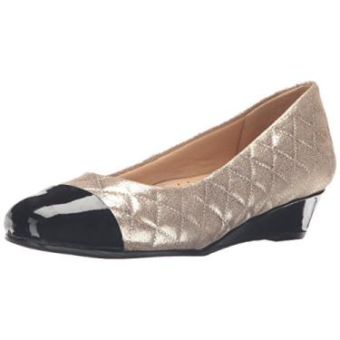 Imagem de Trotters Sapato feminino Langley, Dourado/preto, 7 Narrow