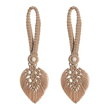 Imagem de Cortina de macramê com 4 unidades em forma de cortina trançada para sala de estar cortina de janela de retenção para sala de casa decoração de quarto, 15