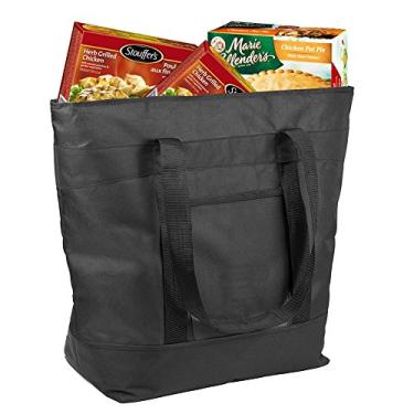 Imagem de Bolsa térmica de mercearia da lebogner – GG com capacidade de 10 galões para férias para comida quente ou fria durante a viagem, cesta de transporte dobrável de viagem ou compras, bolsa de piquenique