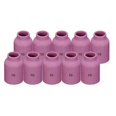 Imagem de RIVERWELD TIG Lente de gás bocal de alumina copo de cerâmica jumbo grande diâmetro 53N88 10# 5/20.3 cm 16,0 mm orifício para PTA DB SR WP 9 17 18 20 25 26 TIG tocha de soldagem pacote com 10
