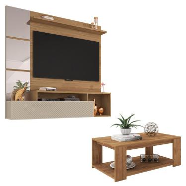 Imagem de Conjunto Sala de Estar Painel Mesa Marrom Inbox Caemmun