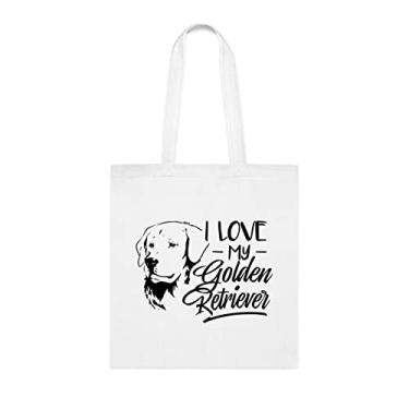 Imagem de I Love My Golden Retriever, presente para cachorro Golden Retriever, aniversário de cachorro Golden Retriever bolsa de ombro para cachorro Golden Retriever, bolsa reutilizável para cães Golden Retriever, Branco