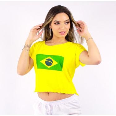 Imagem de Blusa Feminina Soltinha Com Silk Da Bandeira Do Brasil - Organiky