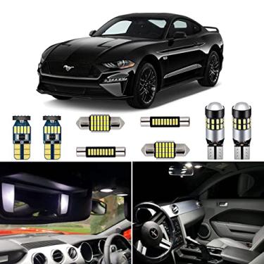 Imagem de AUTOGINE Kit de lâmpadas interiores de LED brancas super brilhantes 6000K para Ford Mustang 2015 2016 2017 2018 2019 2020 + ferramenta de instalação