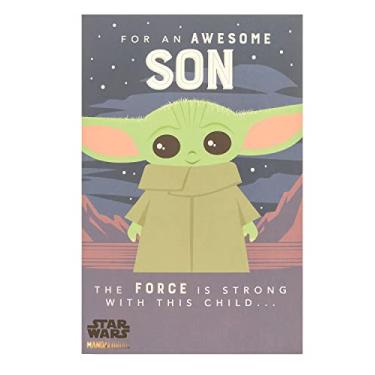 Imagem de UK Greetings | Cartão de aniversário de filho | Presentes de feliz aniversário | Ele, meninos, homens | Design Baby Yoda/Grogu | Com envelope | 155 x 235 mm