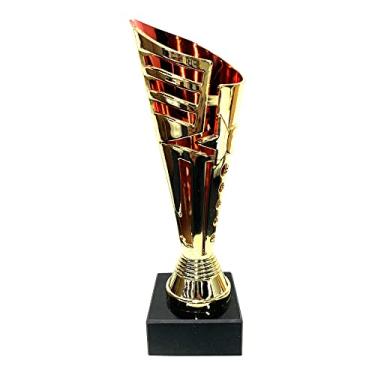 Imagem de Express Medals Troféu - Troféu Estrela Vermelha e Ouro Brilhante com Base de Mármore para Torneios Esportes, Competições, Reconhecimento ou Prêmio, 22 cm de altura x 7 cm de largura na parte superior.