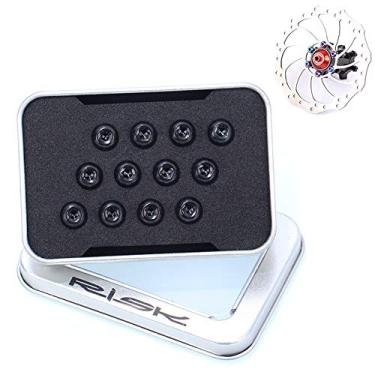 Imagem de Yajun Parafuso de freio a disco de bicicleta parafusos de fixação de rotor de bicicleta de titânio MTB parafusos de freio ultraleves acessórios de ciclismo 12 peças M5*10 mm, preto