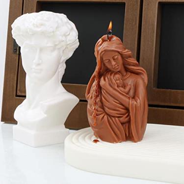 Imagem de vela Santa Mãe Maria, moldes fabricação velas, silicone resina 3D, escultura Santa Mãe Maria com bebê Jesus para velas, sabonetes católicos faça você esmo