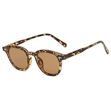 Imagem de Moda óculos de sol femininos redondos pequenos rebites retrô decoração óculos claros oceânicos lentes uv400 óculos de sol masculinos, chá de leopardo, tamanho único