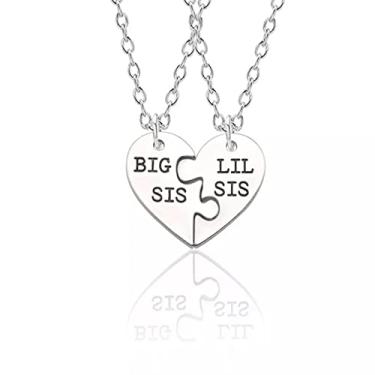 Imagem de CNBPIC Irmãs Colar Puzzle Amor Coração Pingentes Colares Joias Familiares