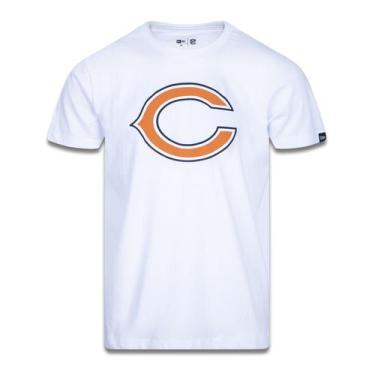 Imagem de Camiseta Plus Size Regular Manga Curta Chicago Bears Branco Marinho Ne