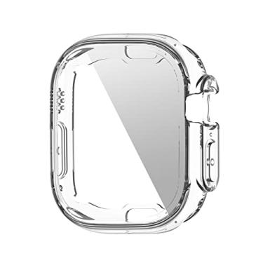 Imagem de MAALYA Capa impermeável 360 para Apple Watch Series 8 41MM 45MM TPU Capa protetora de tela de chapeamento fino para iwatch 8 Ultra 49MM (Cor: Transparente, Tamanho: 41mm Série 8)