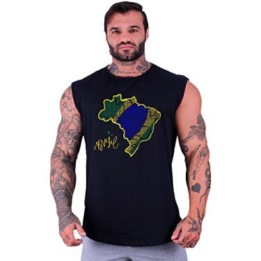 Imagem de Regata Machão Longline Masculina MXD Conceito Sem Manga Camisa 10 Brasil Bandeira Treino Academia Musculação (M, Opção 36)