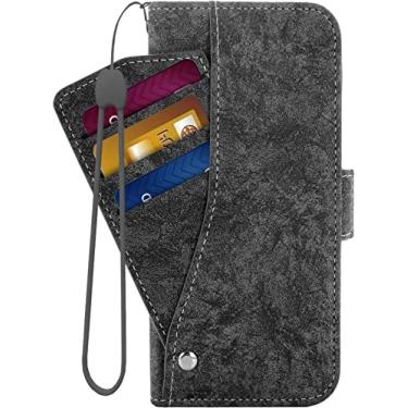 Imagem de KAPPDE Capa carteira para iPhone 14/14 Plus/14 Pro/14 Pro Max com suporte de cartão, capa de telefone flip magnética de couro PU vintage capa interna macia TPU (Cor: Preto, Tamanho: 14)