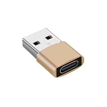 Imagem de Adaptador OTG Tipo C Para USB Universal Carregador Celular Smartphones Conversor Tipo C Fêmea E USB Macho Portátil Preto E Prata LINHA PREMIUM DUPIN (Dourado)