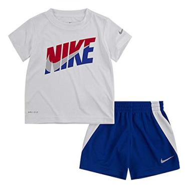 Imagem de Conjunto de 2 pe as de camiseta e shorts Nike Dri-Fit (Game Royal(76G054-U89)/Branco, 4T)