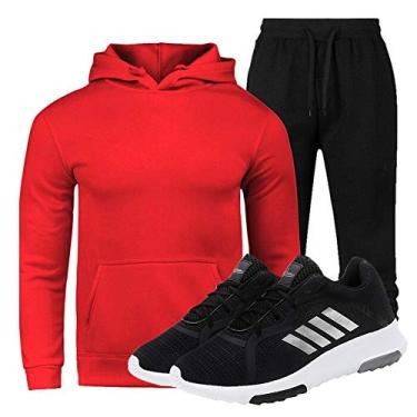 Imagem de Conjunto Moletom Vermelho/P - Tenis Preto/41