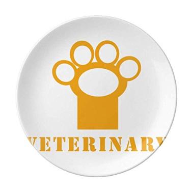 Imagem de Prato de veterinário laranja de porcelana decorativa salver louça de jantar