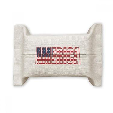 Imagem de Bolsa de linho de algodão com nome da bandeira dos EUA para lenços faciais