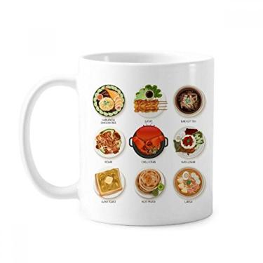 Imagem de Caneca clássica tradicional Singapura saborosa pratos de cerâmica branca presente com alças 350 ml