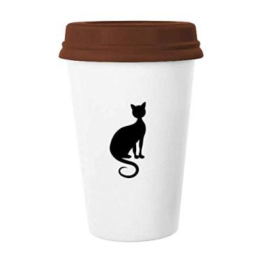 Imagem de Caneca elegante de gato preto com desenho de animal, caneca de café com vidro de cerâmica