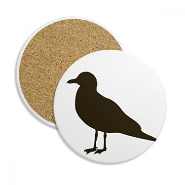 Imagem de Caneca preta de gaivota, animal, porta-copos, copo, proteção de mesa, pedra absorvente