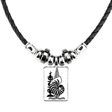 Imagem de DIYthinker Colar New Caledônia National Emblem Joias Torque Pingente de corda de couro