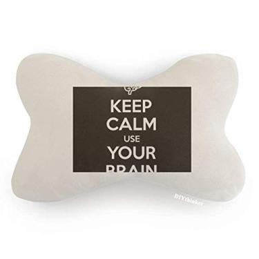 Imagem de DIYthinker Almofada para apoio de cabeça com frase Keep Calm Use Your Brain preta para decoração de pescoço