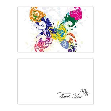 Imagem de Borboleta colorida com estampa floral, grafite, cartão de agradecimento, papel de aniversário, agradecimento de casamento