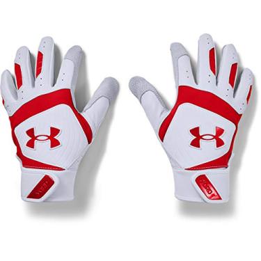 Imagem de Under Armour Luvas de beisebol masculinas Yard 20, Branco (102)/vermelho, P