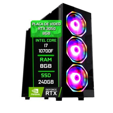 Imagem de Pc Gamer Fácil Intel Core i7 10700F (10ª Geração) 8GB DDR4 3000MHz rtx 3050 8GB GDDR6 ssd 240GB - Fonte 750w