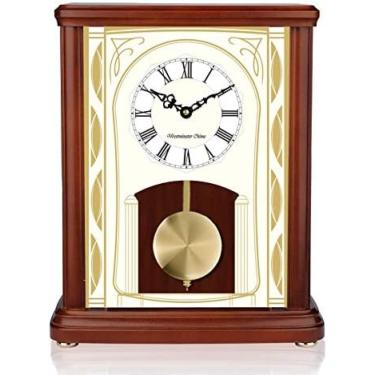 Imagem de Relógio Antigo Relógio De Mesa Vintage Relógio De Parede Com Pêndulo E Caixa De Música Madeira Escura Peito Lareira Cornija De Quartzo Relógio De Pêndulo Para Mantel Mesa De Escritório Prateleira