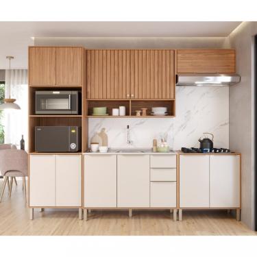 Imagem de Cozinha Compacta sem tampo 5 Peças Divina MGM Móveis - Freijo/Off White