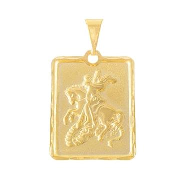 Imagem de Pingente Placa Retangular São jorge Banhada A Ouro 18K Cor:Dourado