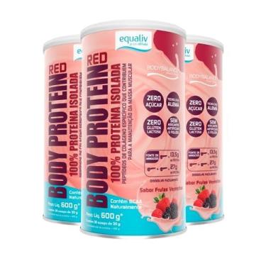 Imagem de Kit 3 Body Protein Sabor Frutas Vermelhas com BCAA Natural 600g Equaliv