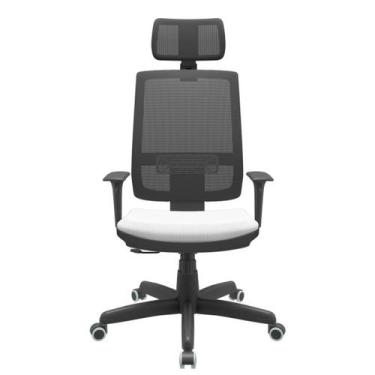 Imagem de Cadeira Office Brizza Tela Preta Com Encosto Assento Aero Branco Relax