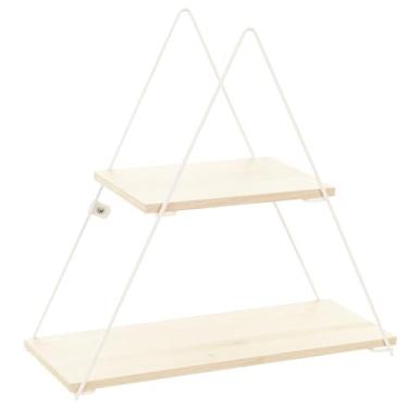 Imagem de Prateleira Decorativa Geométrica Triangular, Cor Branco Microtextura com Madeira Legno, Metaltru