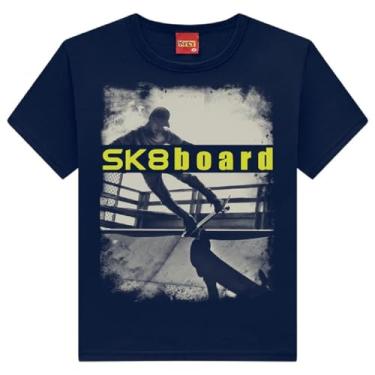 Imagem de Camiseta Infantil KYLY Skateboard Skatista Blusa Tam 10 a 16 Cor:Azul;Tamanho:16