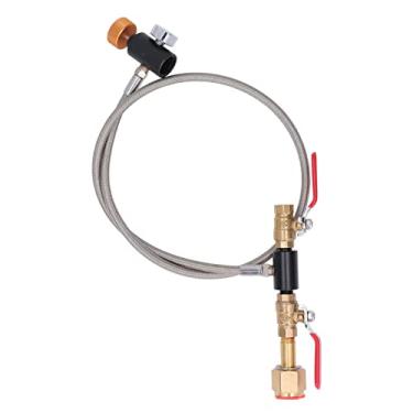 Imagem de CGA320 G1/2 refil de cilindro adaptador de recarga de CO2 mangueira adaptador de refil de cilindro de válvula dupla mangueira adaptador de tanque de CO2 com manômetro de 91,44 cm mangueira de