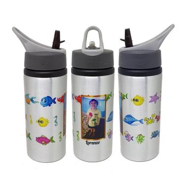 Imagem de Squeeze Garrafa Personalizado Peixes Tubarão Fundo do Mar