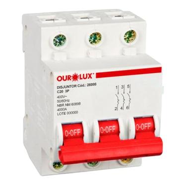 Imagem de Disjuntor Tripolar 20 Amperes (Corrente Nominal) Ourolux