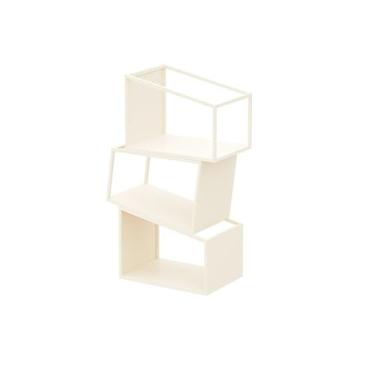 Imagem de GRFIT Estante criativa prateleira de armazenamento de chão sala de estar canto simples para casa estante de canto quarto prateleira de armazenamento de ferro (cor: branco, tamanho: S)