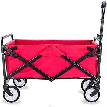 Imagem de Carrinhos de armazenamento Carrinho de jardim dobrável Carrinho de compras multifuncional para trabalho pesado para exterior (cor: vermelho) (vermelho) hopeful
