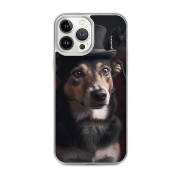 Imagem de LKGAMEZONE Capa Top Hat Dog B para iPhone 15 Pro - fina, protetora e compatível com carregamento sem fio, transparente