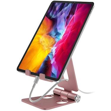 Imagem de Suporte de alumínio ajustável Aduro U-Rise XL para tablet iPad Suporte dobrável para telefone compatível com iPhone iPad Pro 11, 9,7, 10,5 Air Mini 4 3 2, Nexus, Tab, E-Reader (4-12 polegadas) ouro rosa