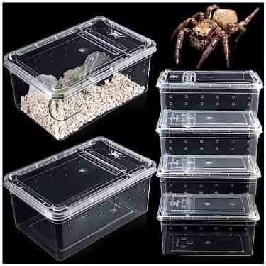 Imagem de Caixa de reprodução de terrários de aranha com 6 unidades, recipiente transparente para incubação, caixa de alimentação de plástico para pequenos répteis, aranhas, escorpião, centopéia, inseto - Mini