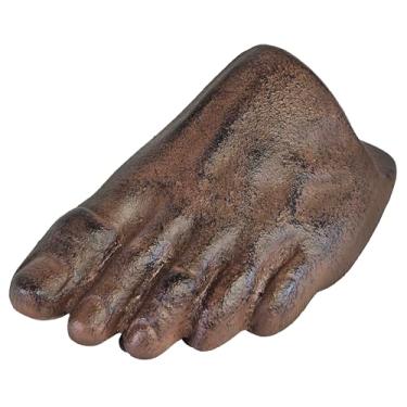 Imagem de Lulu Decor, Batente de porta de pé de ferro fundido pesado com acabamento marrom realista, batente de porta engraçado com borracha antiderrapante e sem arranhões (2,6 kg)