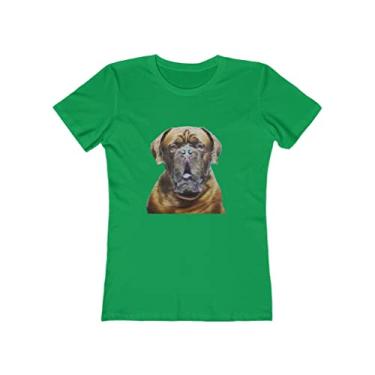 Imagem de Dogue de Bordeaux - Camiseta feminina de algodão torcido da Doggylips, Verde Kelly liso, XXG